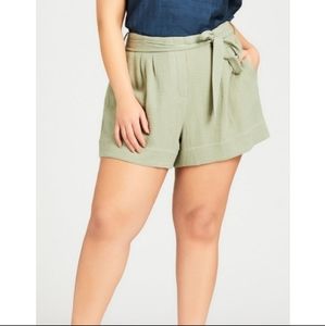 Avenue || Sage Green Relaxed Self-Tie Chelsea Cotton Shorts 14